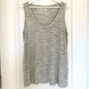 Old Navy L Tall Luxe Tank, curved hem EUC, bluish gray and cream space dye